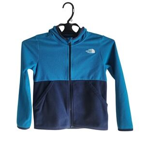 The North Face Kids Blue Colorblock Full Zip Fleece Hoodie Jacket Size 7T 7B